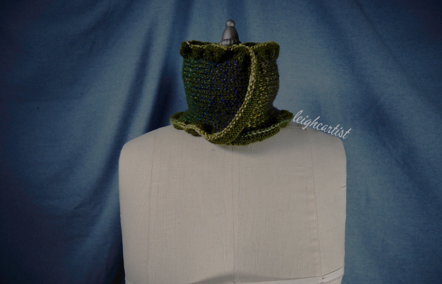 Multi Green Knit Ruffle Scarf