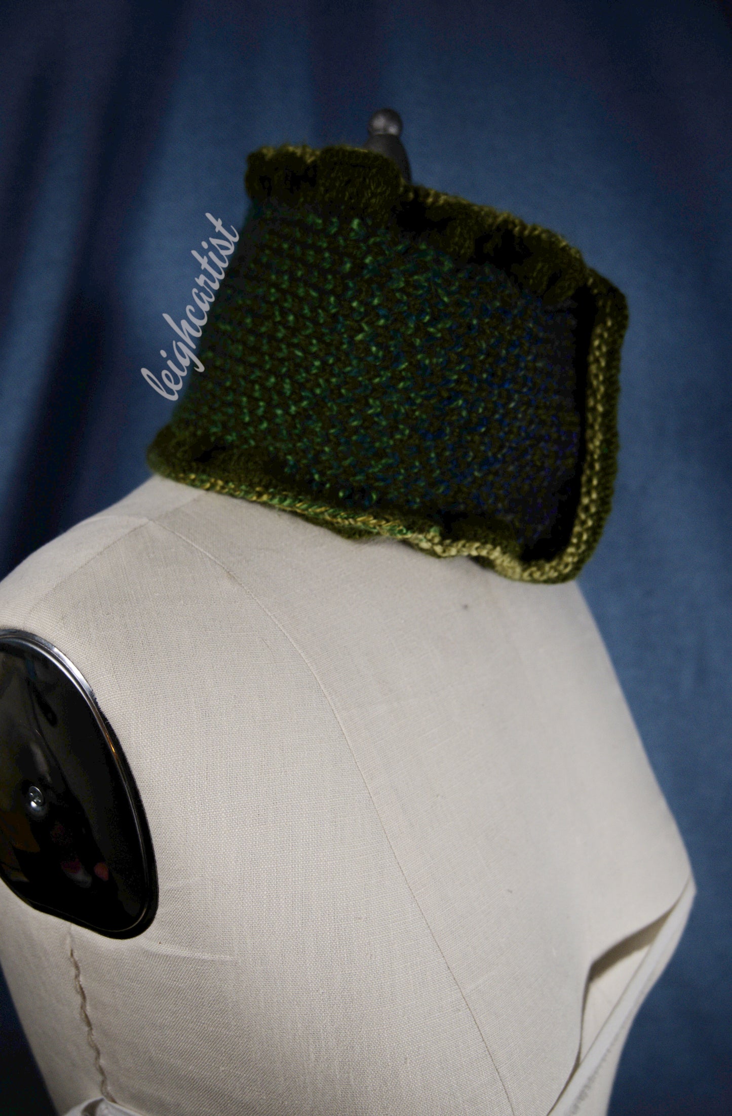 Multi Green Knit Ruffle Scarf