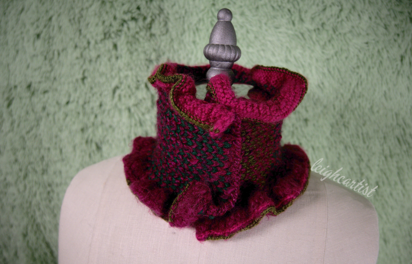 Pinks & Greens Knit Ruffle Scarf