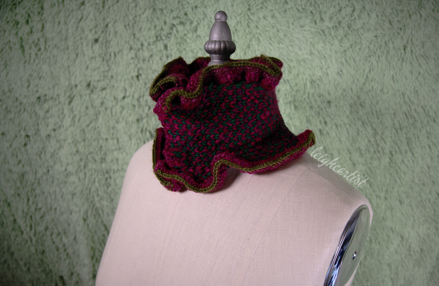 Jewel Tones Knit Ruffle Scarf