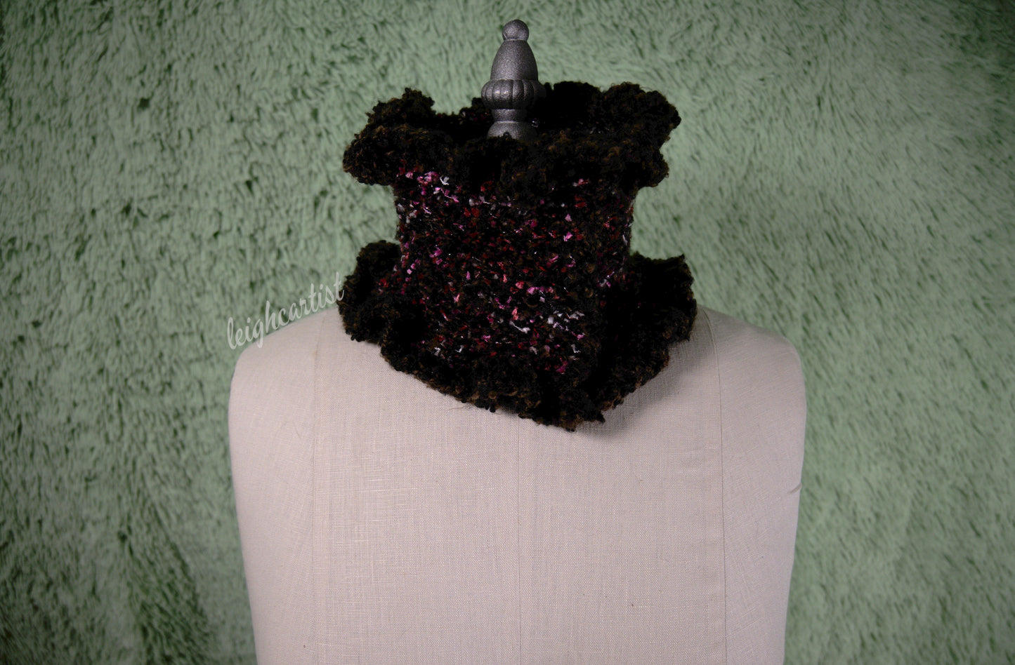 Chocolate Donut Knit Ruffle Scarf