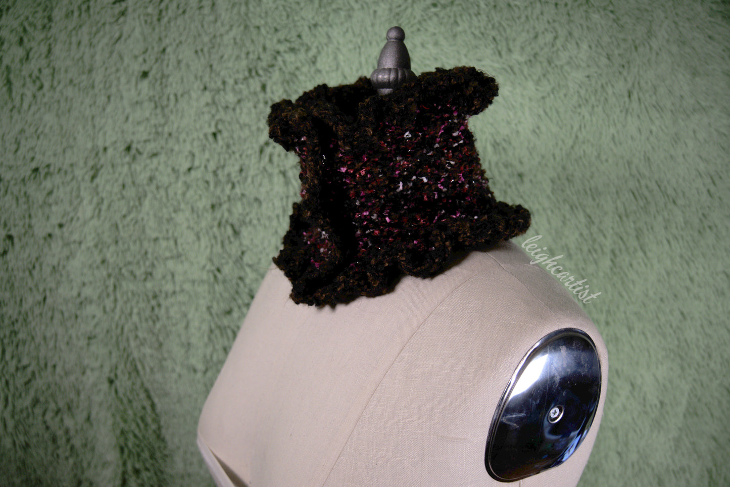 Chocolate Donut Knit Ruffle Scarf