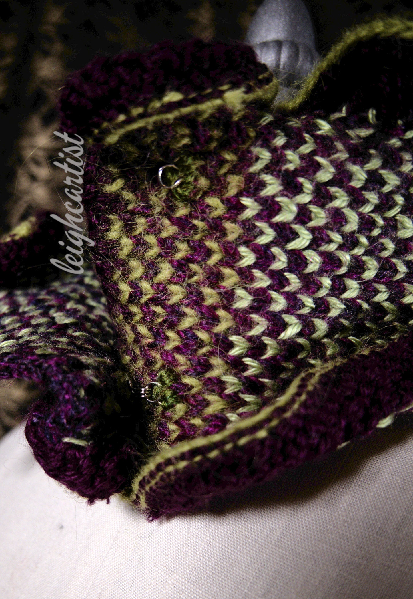 Purple Blooms Knit Ruffle Scarf