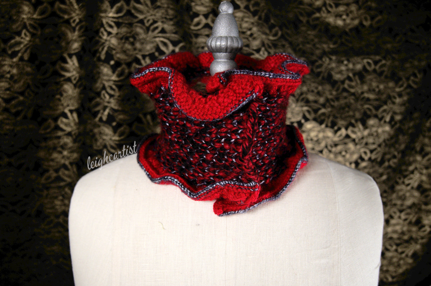 Cherry & Chrome Knit Ruffle Scarf