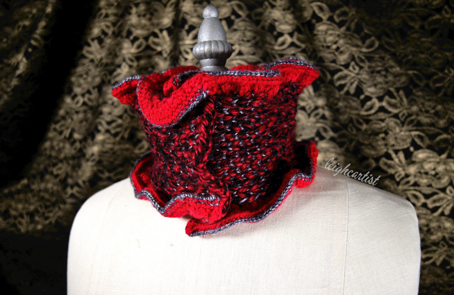 Cherry & Chrome Knit Ruffle Scarf