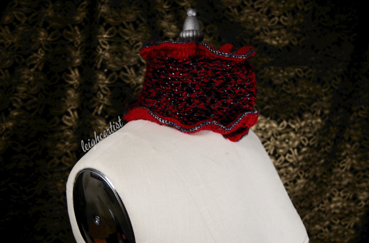 Cherry & Chrome Knit Ruffle Scarf