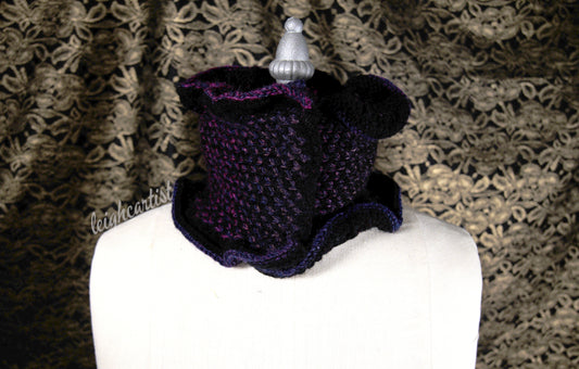 Purple Galaxy Knit Ruffle Scarf