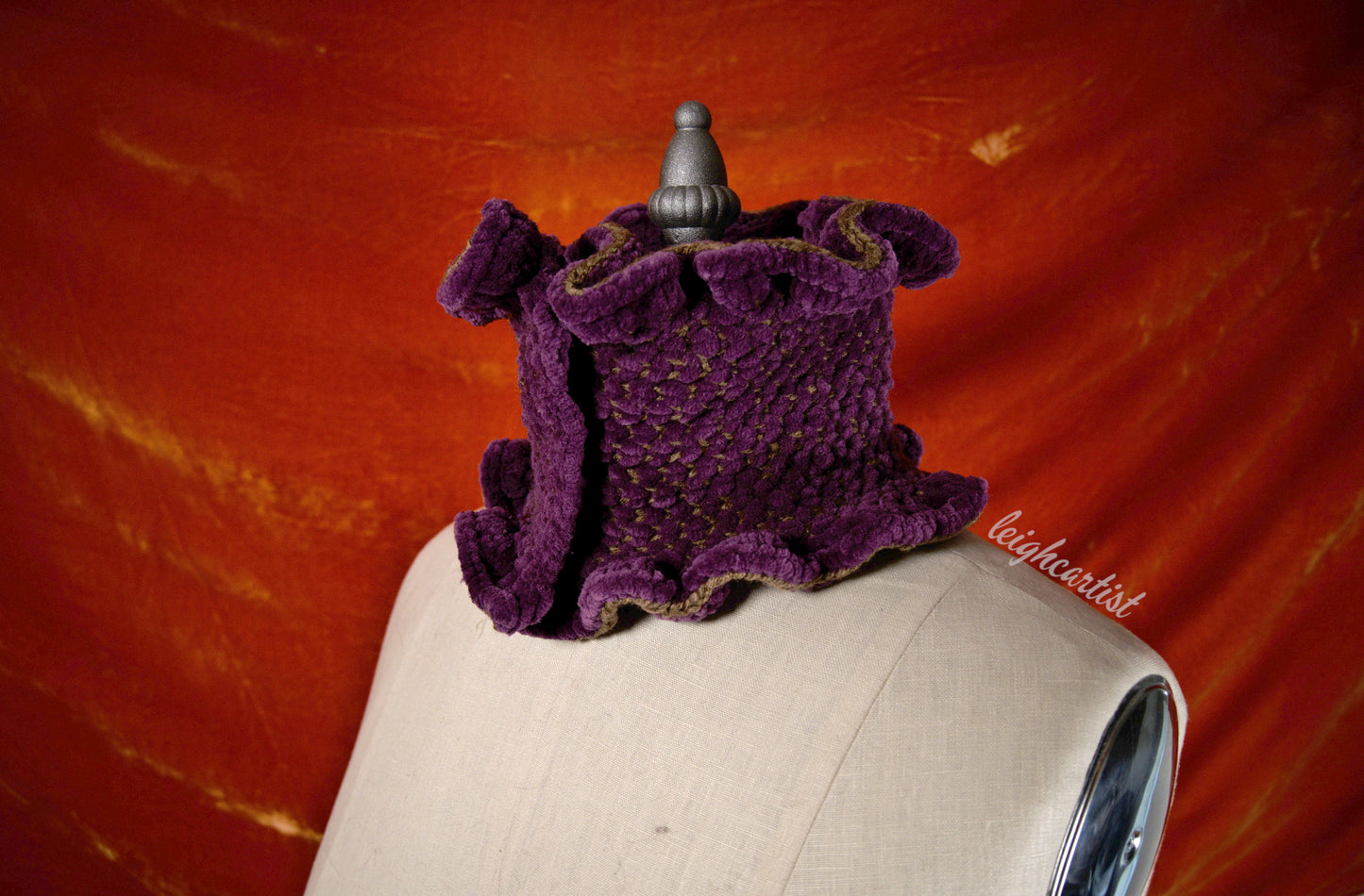 Plush Purple Knit Ruffle Scarf