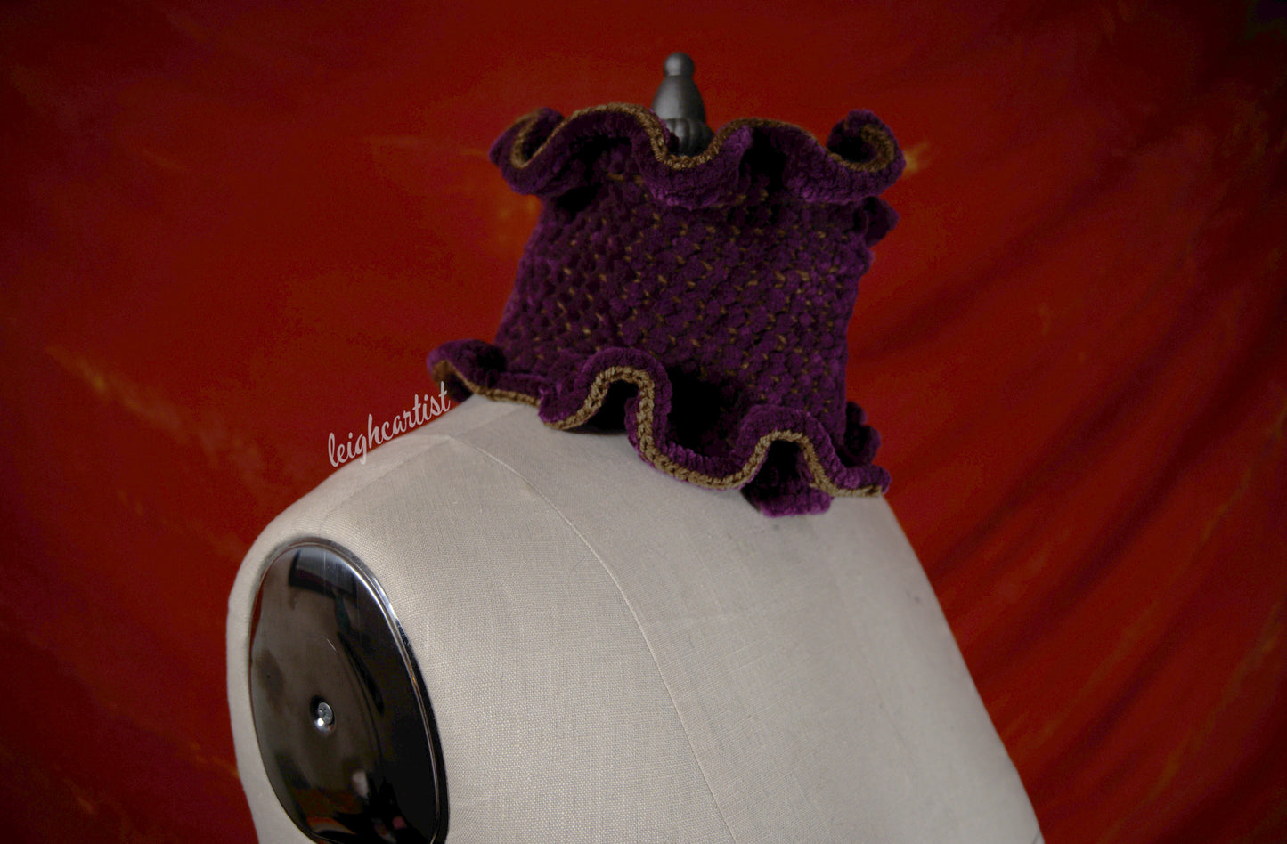 Plush Purple Knit Ruffle Scarf