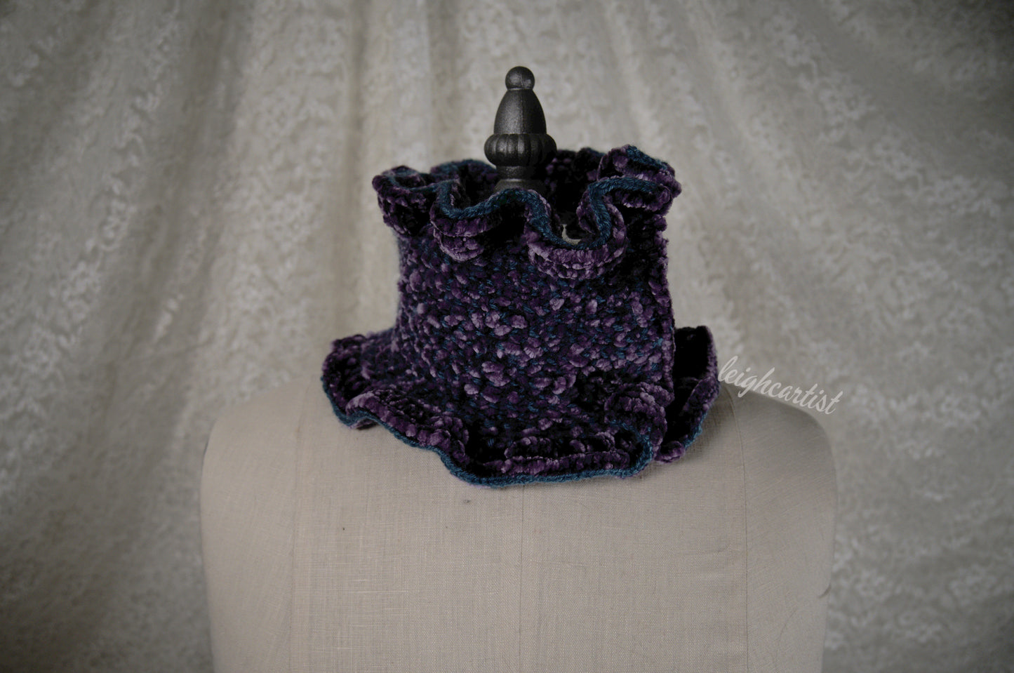 Velvet Blues Knit Ruffle Scarf