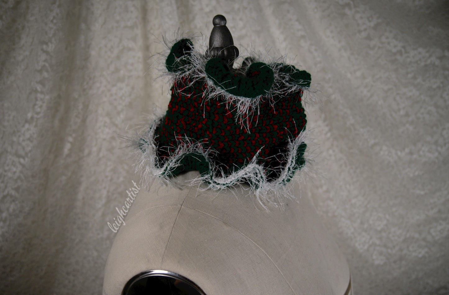 Fluffy Trim Christmas Knit Ruffle Scarf