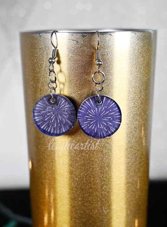 Fireworks Round Resin Dangle Earrings