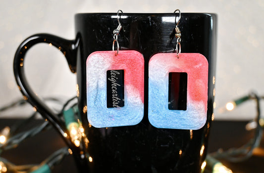 Red White & Blue Hollow Geo Resin Dangle Earrings