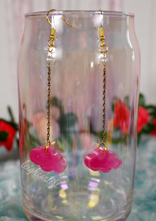 Barbiecore Clouds Resin Dangle Earrings