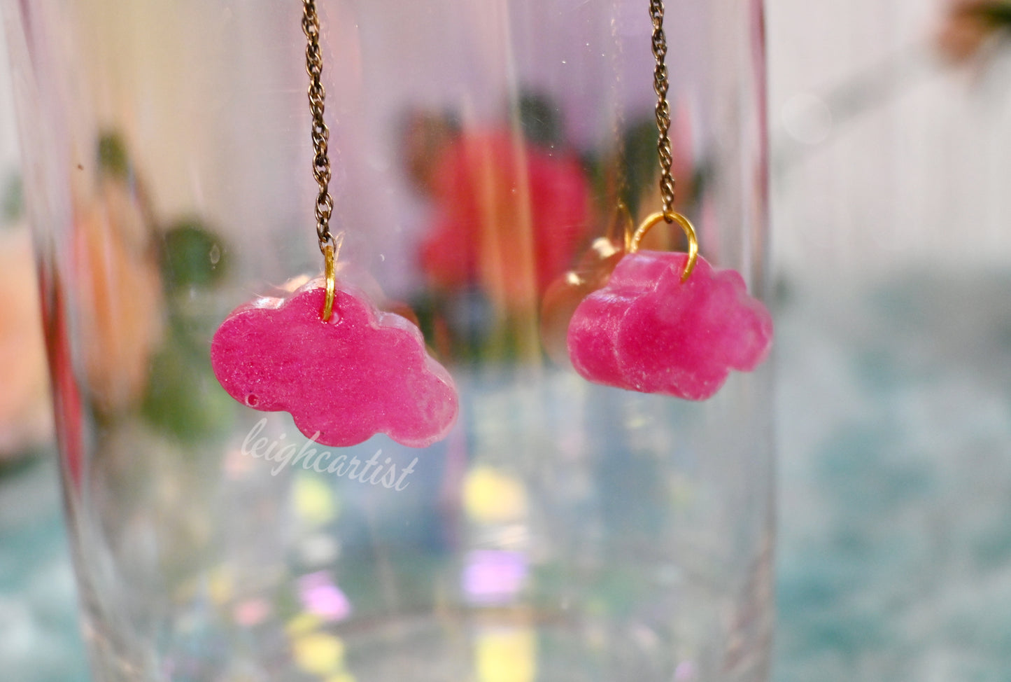 Barbiecore Clouds Resin Dangle Earrings