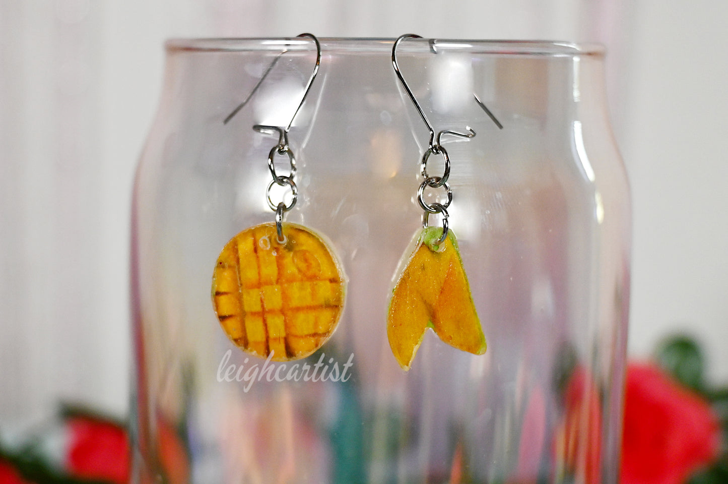 Mango Slices Mismatched Resin Dangle Earrings