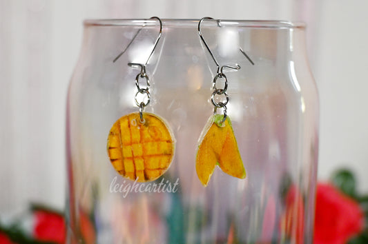 Mango Slices Mismatched Resin Dangle Earrings