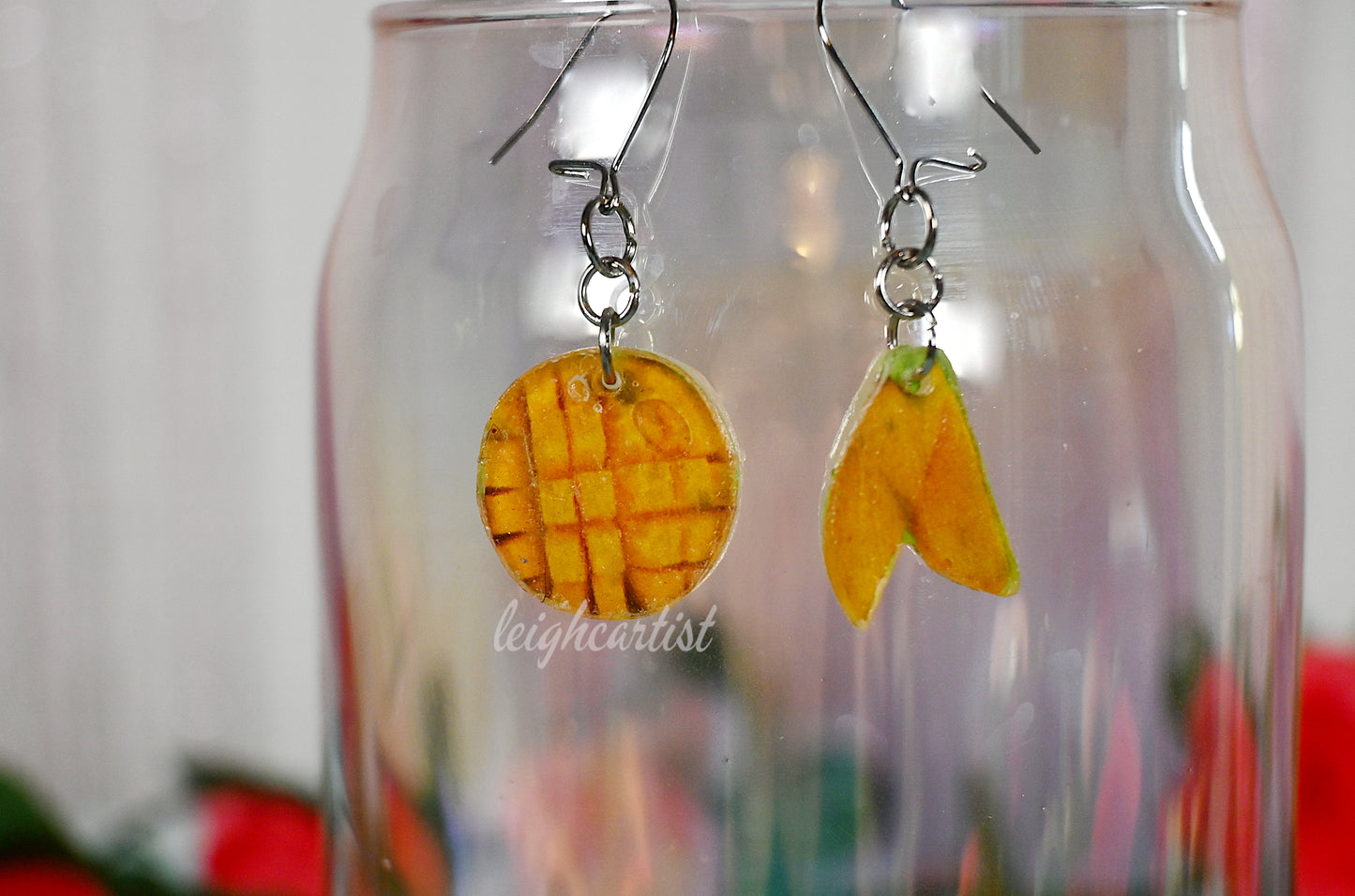 Mango Slices Mismatched Resin Dangle Earrings