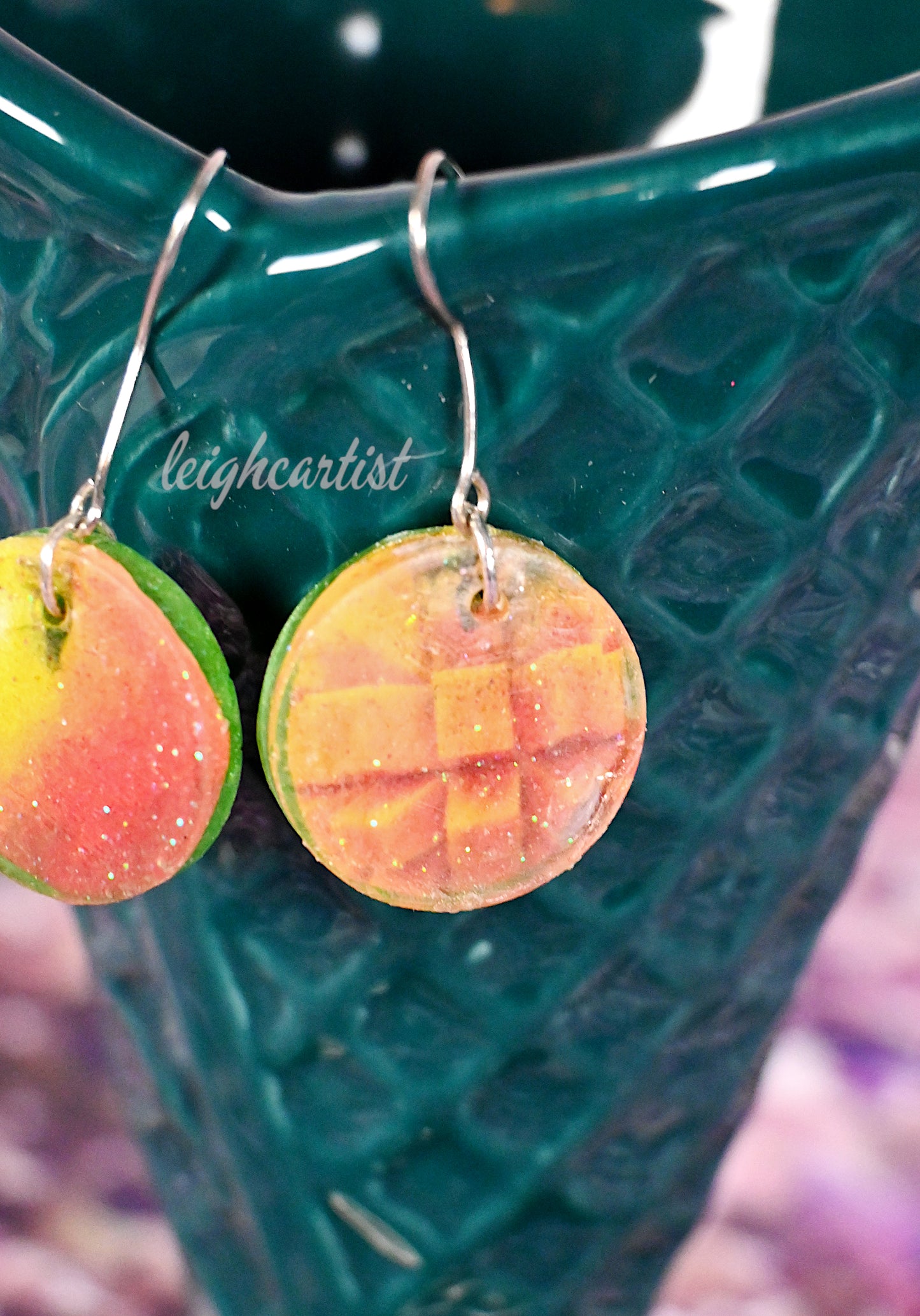 Mango Mismatched Resin Dangle Earrings