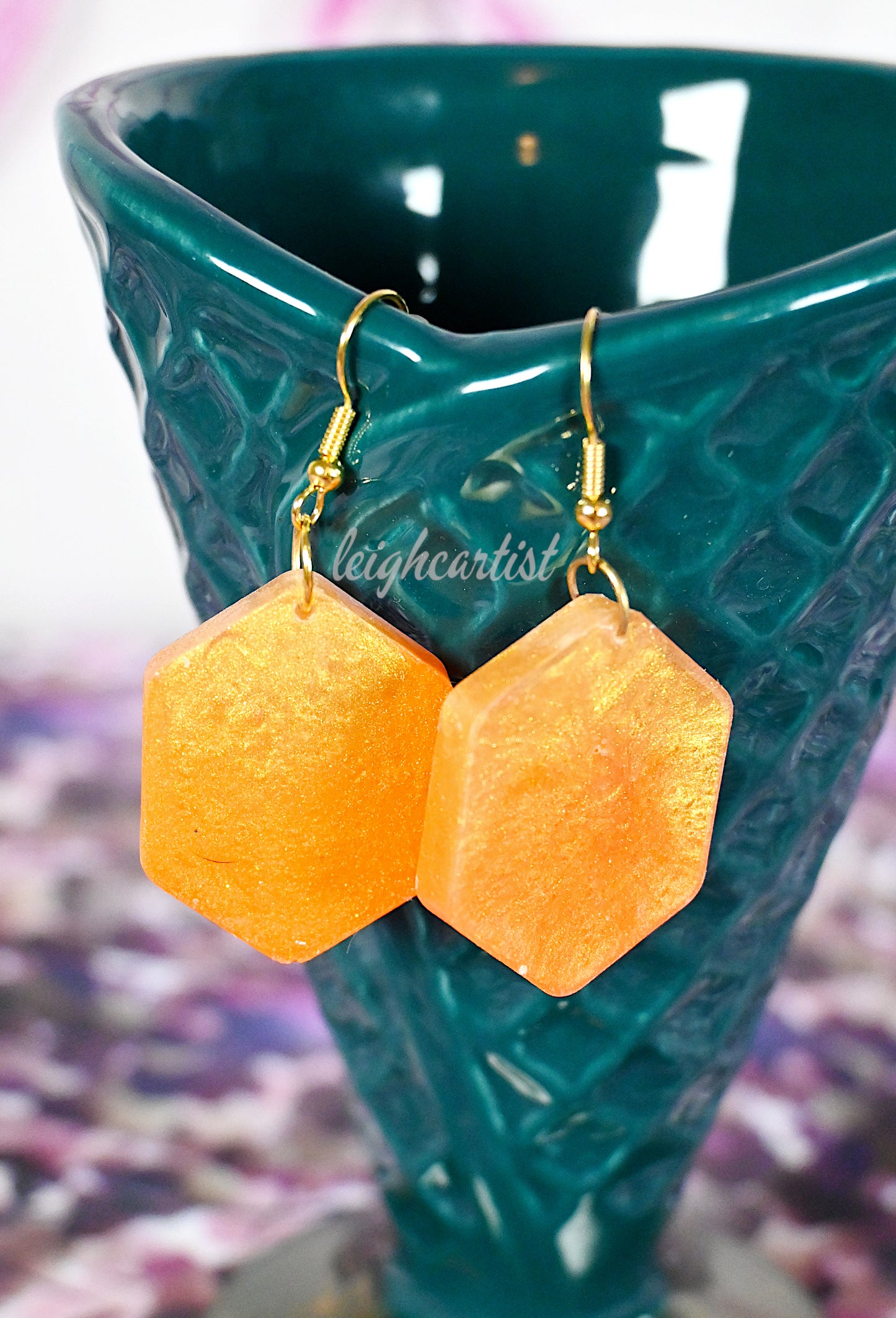 Fiery Colors Geometric Resin Dangle Earrings