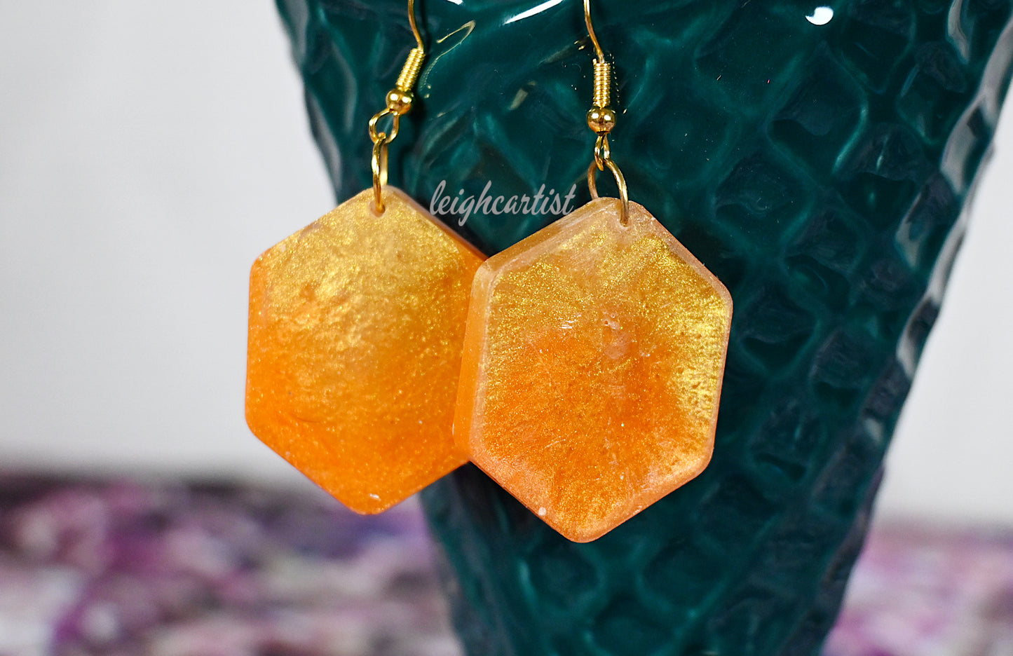 Fiery Colors Geometric Resin Dangle Earrings