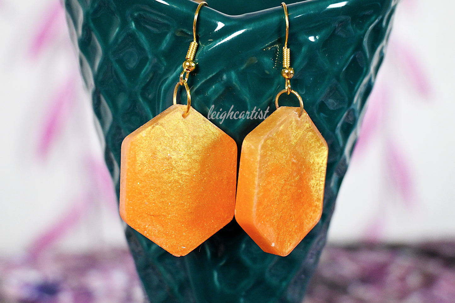 Fiery Colors Geometric Resin Dangle Earrings