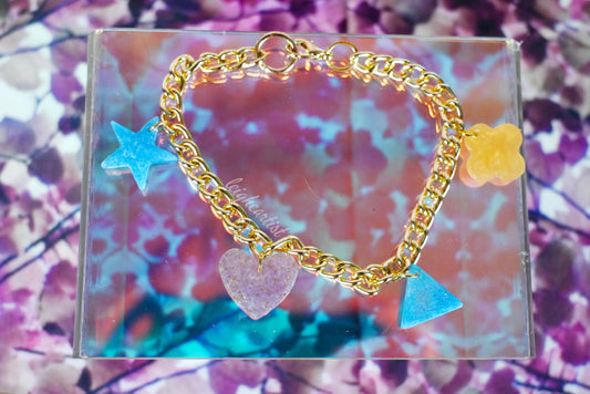 Hearts & Stars Resin Charm Bracelet