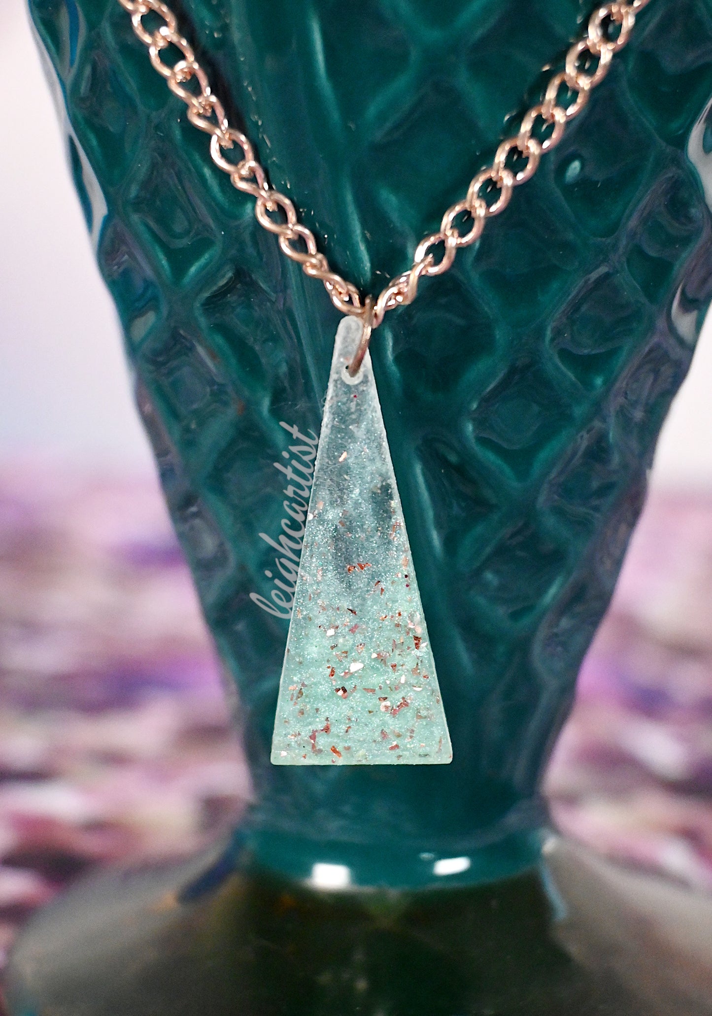 Rose Gold Triangle Resin Necklace