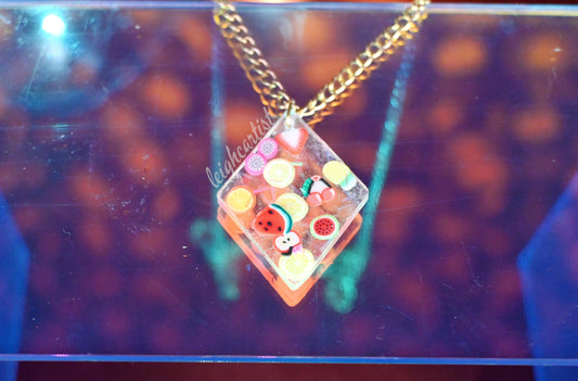 Fruit Salad Diamond Resin Necklace