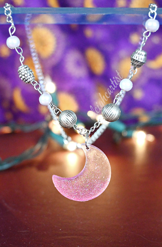 Witchy Moon Resin Necklace