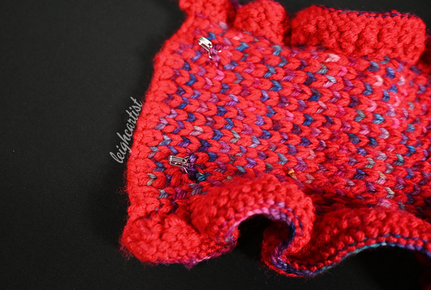 Very Berry Red Knit Ruffle Scarf