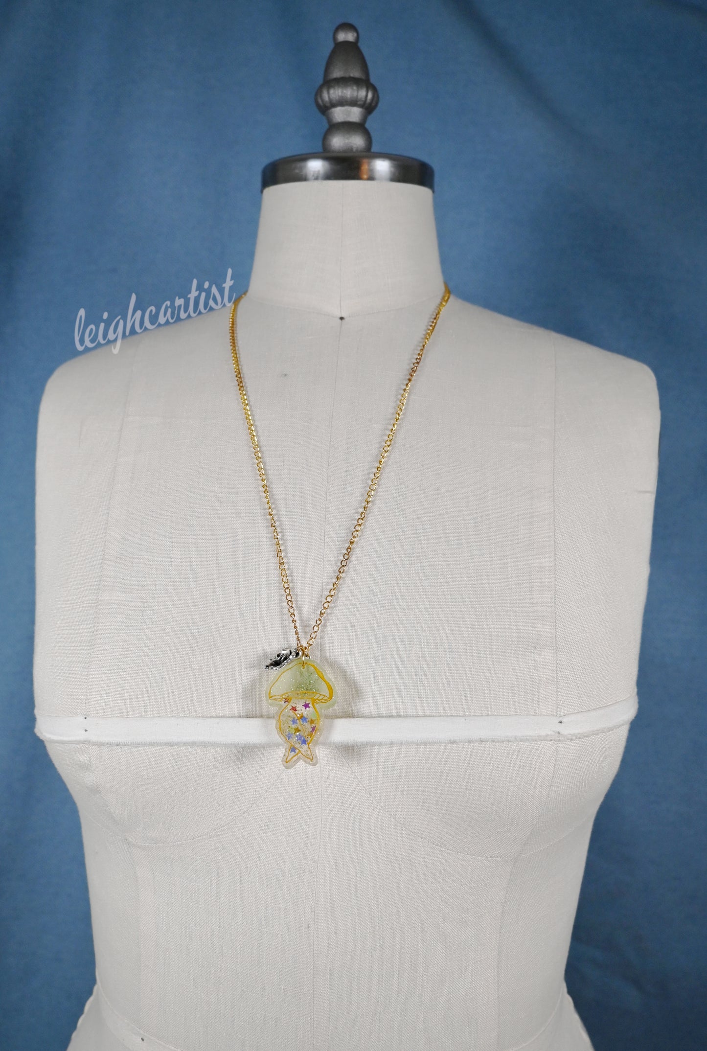 Golden Girl Mushroom Resin Necklace