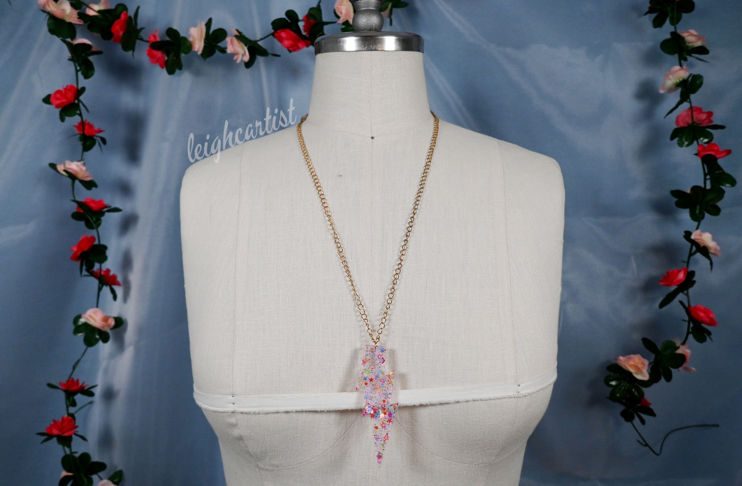 Barbiecore Oversized Lightning Bolt Resin Necklace