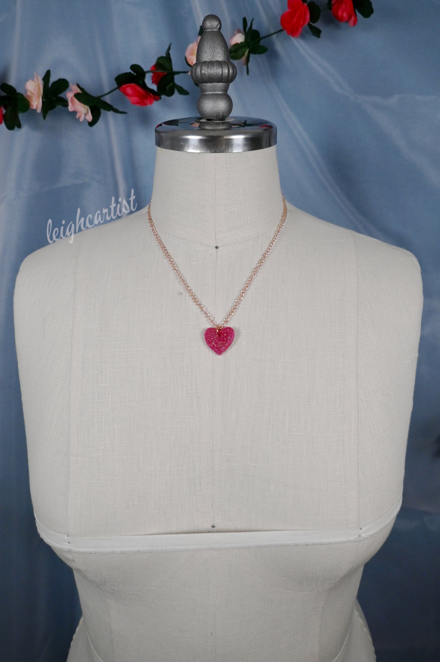 Barbiecore Heart Resin Necklace