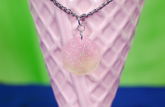 Pink Lemonade Glitter Resin Necklace