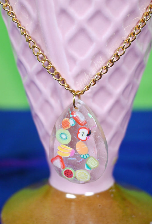 Fruit Salad Gem Resin Necklace