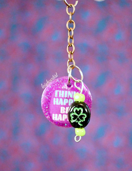 Think Happy Be Happy Keychain