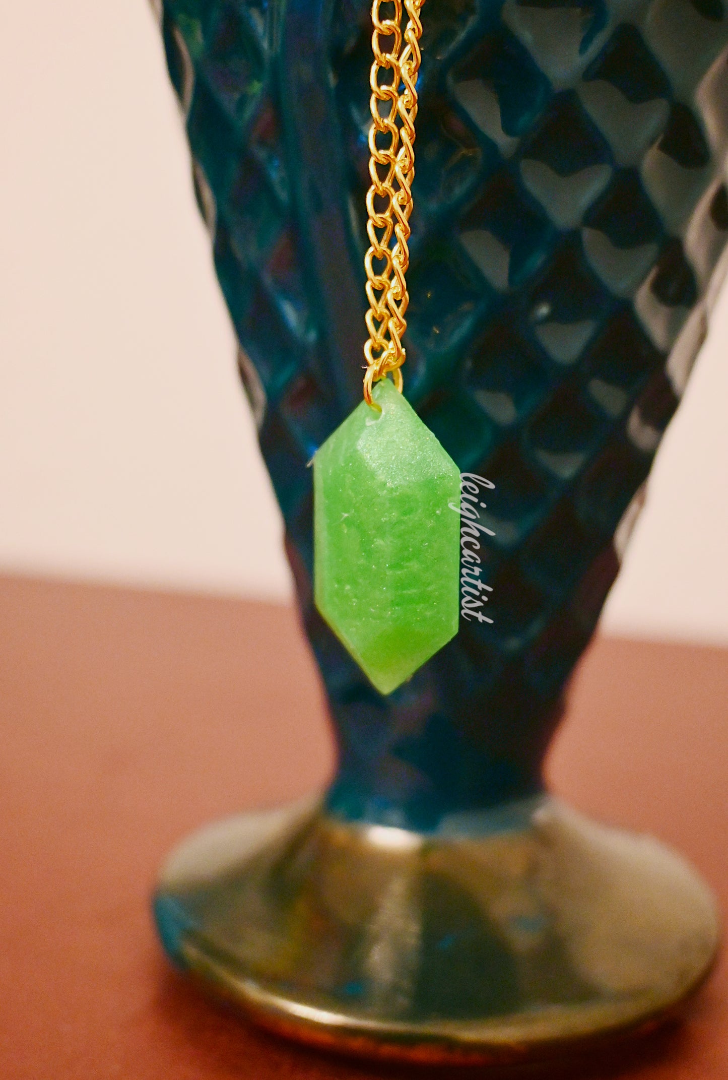 Grass Green Gem Resin Necklace