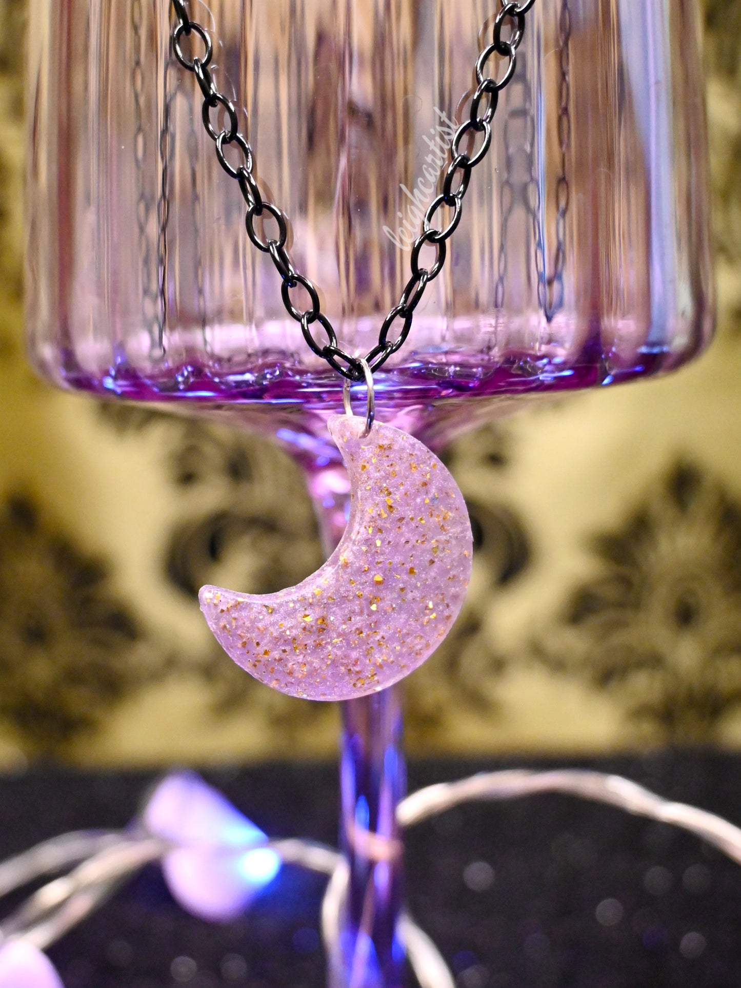 Crescent Moon Resin Necklace