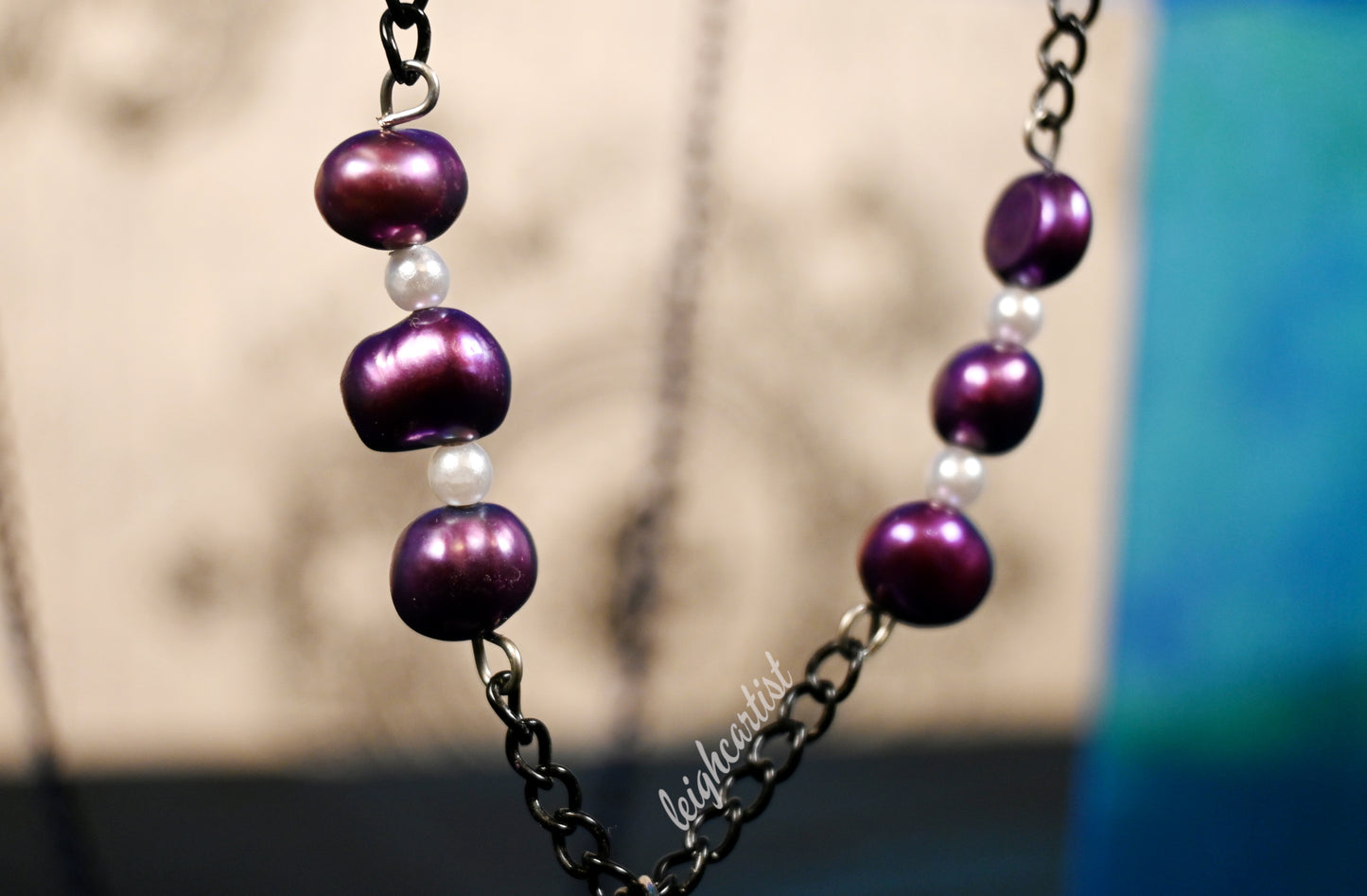 Beaded Mushrooms Resin Necklace