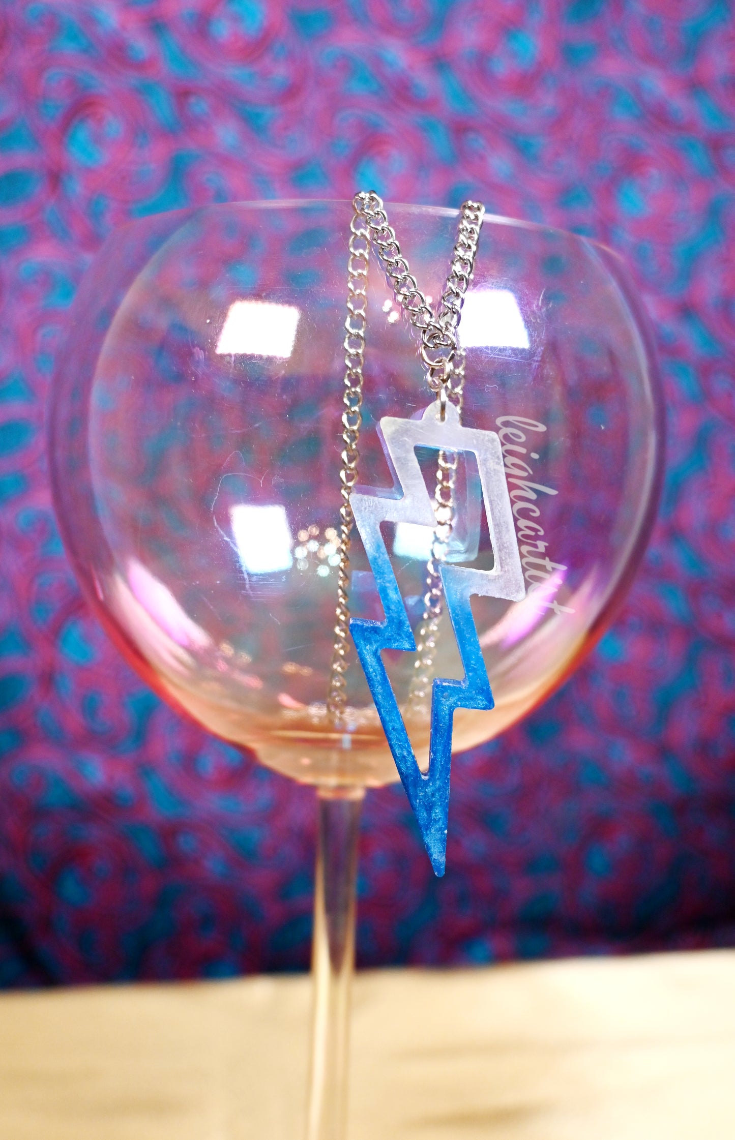 Hollow Lightning Bolt Resin Necklace