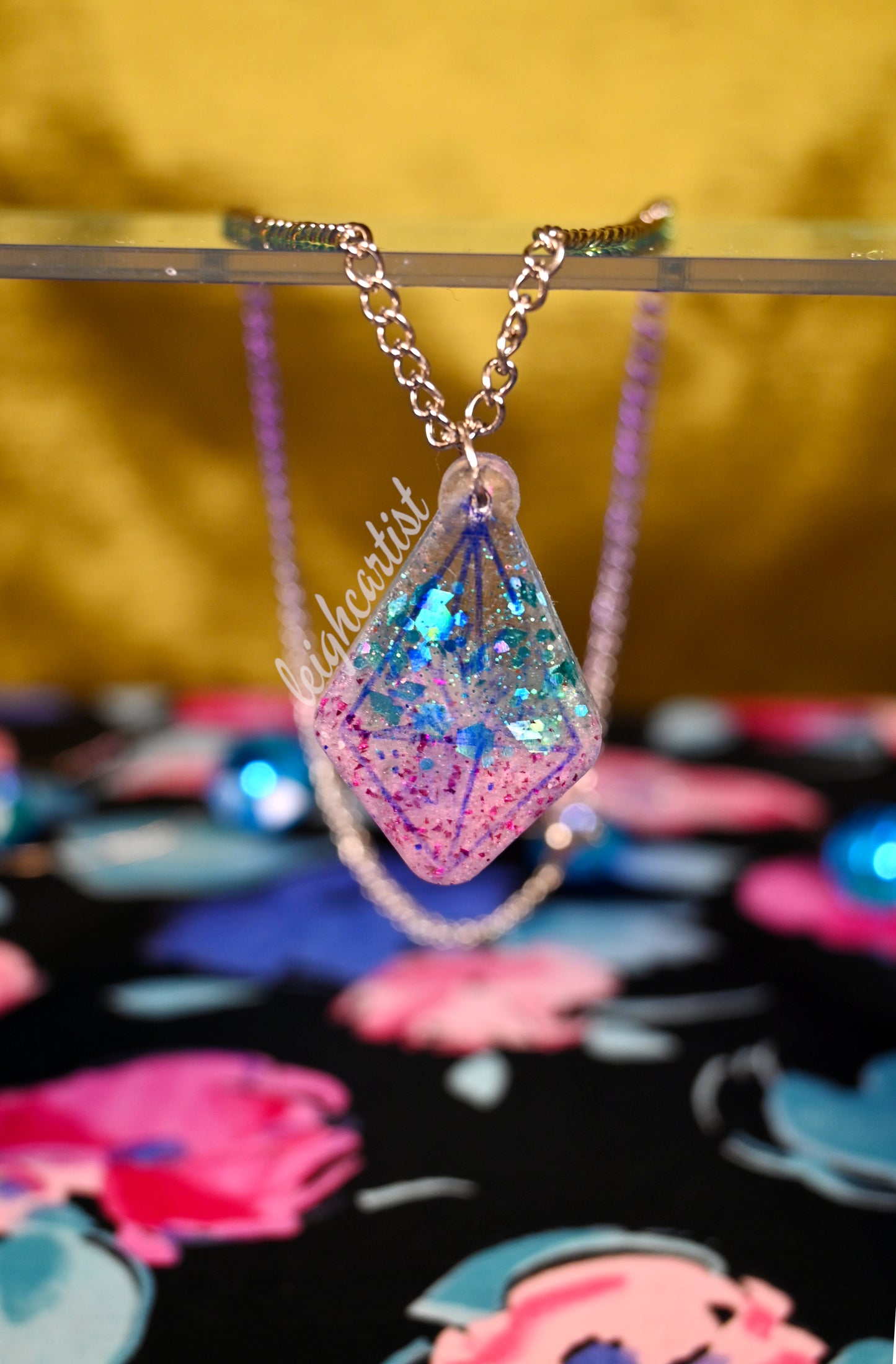 Sparkly Succulent Resin Necklace