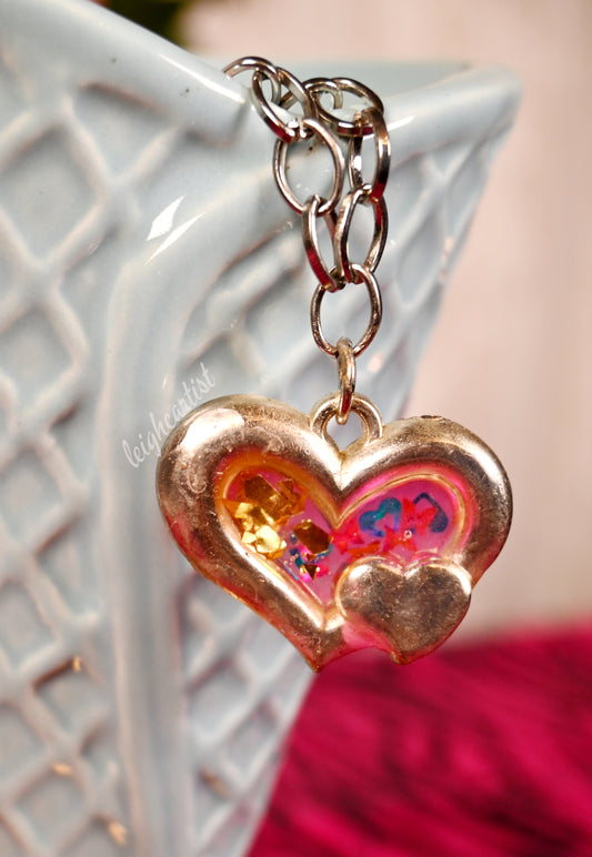 Upcycled Heart Resin Necklace