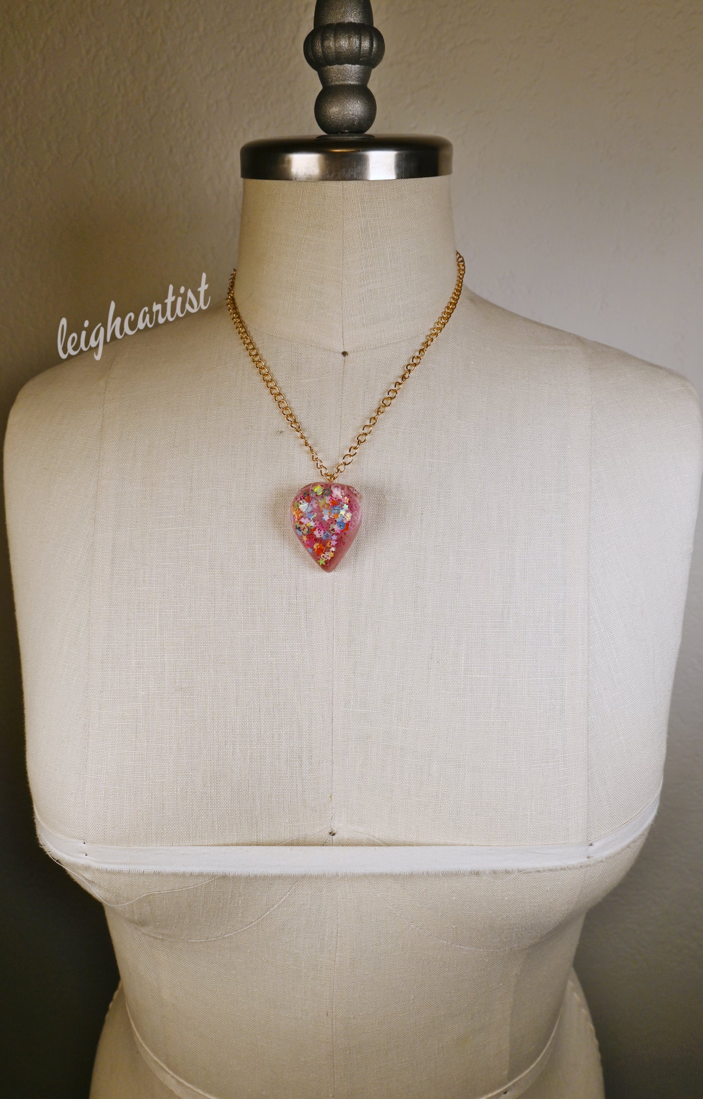 Strawberry Confetti Resin Necklace